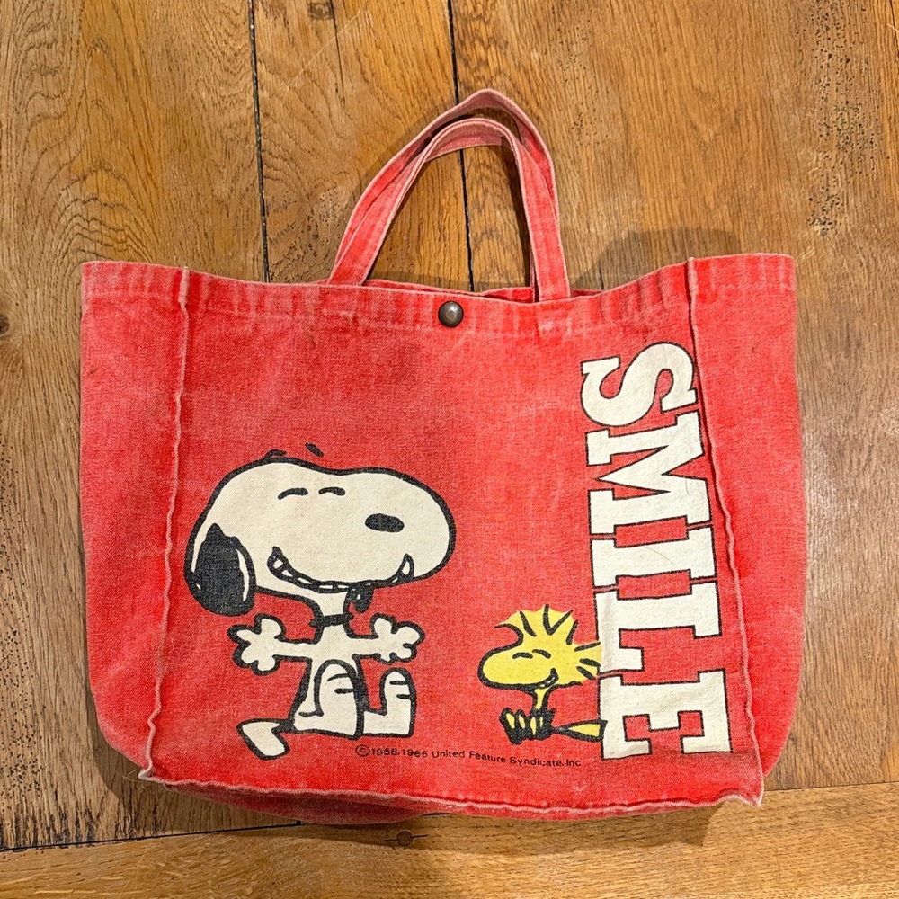 Unique Vintage Red Snoopy Tote Bag 1965